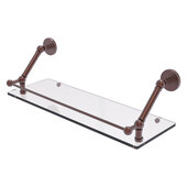  Prestige Skyline Collection 24'' Floating Glass Shelf with Gallery Rail in Antique Copper, 24'' W x 8-5/8'' D x 8'' H