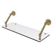  Prestige Skyline Collection 24'' Floating Glass Shelf in Unlacquered Brass, 24'' W x 8'' D x 8'' H