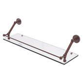  Prestige Skyline Collection 30'' Floating Glass Shelf with Gallery Rail in Brushed Bronze, 30'' W x 8-5/8'' D x 8'' H