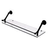  Prestige Skyline Collection 30'' Floating Glass Shelf with Gallery Rail in Matte Black, 30'' W x 8-5/8'' D x 8'' H