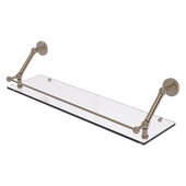  Prestige Skyline Collection 30'' Floating Glass Shelf with Gallery Rail in Antique Pewter, 30'' W x 8-5/8'' D x 8'' H
