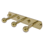  Prestige Skyline Collection 3-Position Multi Peg in Unlacquered Brass, 8'' W x 3'' D x 1-1/2'' H