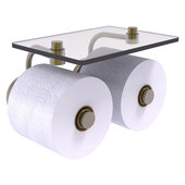  Prestige Skyline Collection 2-Roll Toilet Paper Holder with Glass Shelf in Antique Brass, 8-1/2'' W x 7-1/8'' D x 5-3/16'' H