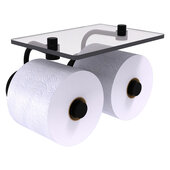  Prestige Skyline Collection 2-Roll Toilet Paper Holder with Glass Shelf in Matte Black, 8-1/2'' W x 7-1/8'' D x 5-3/16'' H