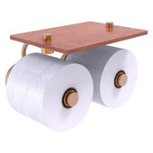  Prestige Skyline Collection 2-Roll Toilet Paper Holder with Wood Shelf in Brushed Bronze, 8-1/2'' W x 7-1/8'' D x 5-3/16'' H