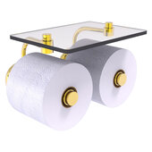  Prestige Skyline Collection 2-Roll Toilet Paper Holder with Glass Shelf in Polished Brass, 8-1/2'' W x 7-1/8'' D x 5-3/16'' H