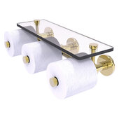  Prestige Skyline Horizontal Reserve 3-Roll Toilet Paper Holder/Glass Shelf, Unlacquered Brass, 16-3/16'' W x 7-7/8'' D x 4-1/2'' H
