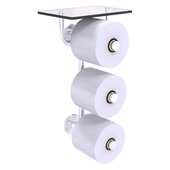  Prestige Skyline Collection 3-Roll Toilet Paper Holder with Glass Shelf in Satin Chrome, 8-13/16'' W x 7-13/16'' D x 15-13/16'' H
