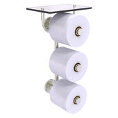  Prestige Skyline Collection 3-Roll Toilet Paper Holder with Glass Shelf in Satin Nickel, 8-13/16'' W x 7-13/16'' D x 15-13/16'' H