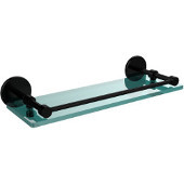  16 Inch Tempered Glass Shelf with Gallery Rail, Matte Black