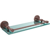  16 Inch Tempered Glass Shelf with Gallery Rail, Antique Copper