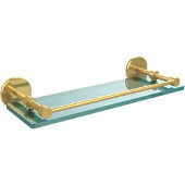  16 Inch Tempered Glass Shelf with Gallery Rail, Polished Brass