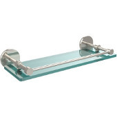  16 Inch Tempered Glass Shelf with Gallery Rail, Polished Nickel