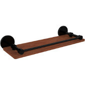  Prestige Skyline Collection 16 Inch Solid IPE Ironwood Shelf with Gallery Rail, Matte Black