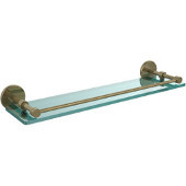  22 Inch Tempered Glass Shelf with Gallery Rail, Antique Brass