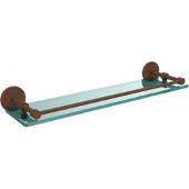 22 Inch Tempered Glass Shelf with Gallery Rail, Antique Bronze
