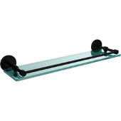  22 Inch Tempered Glass Shelf with Gallery Rail, Matte Black
