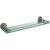  22 Inch Tempered Glass Shelf with Gallery Rail, Antique Pewter
