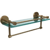  16 Inch Gallery Glass Shelf with Towel Bar, Brushed Bronze