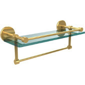  16 Inch Gallery Glass Shelf with Towel Bar, Polished Brass