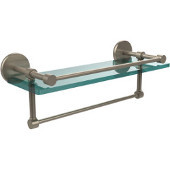  16 Inch Gallery Glass Shelf with Towel Bar, Antique Pewter