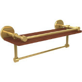 Prestige Skyline Collection 16 Inch IPE Ironwood Shelf with Gallery Rail and Towel Bar, Polished Brass