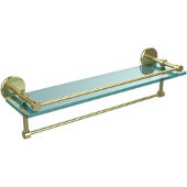  22 Inch Gallery Glass Shelf with Towel Bar, Satin Brass