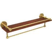  Prestige Skyline Collection 22 Inch IPE Ironwood Shelf with Gallery Rail and Towel Bar, Polished Brass