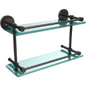  16 Inch Tempered Double Glass Shelf with Gallery Rail, Oil Rubbed Bronze