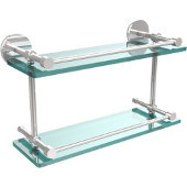 16 Inch Tempered Double Glass Shelf with Gallery Rail, Polished Chrome
