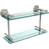  16 Inch Tempered Double Glass Shelf with Gallery Rail, Polished Nickel