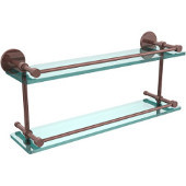  22 Inch Tempered Double Glass Shelf with Gallery Rail, Antique Copper