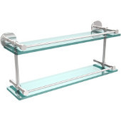  22 Inch Tempered Double Glass Shelf with Gallery Rail, Polished Chrome