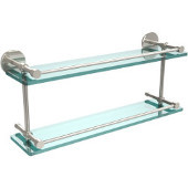  22 Inch Tempered Double Glass Shelf with Gallery Rail, Polished Nickel