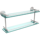  22 Inch Tempered Double Glass Shelf with Gallery Rail, Satin Chrome
