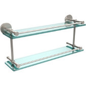  22 Inch Tempered Double Glass Shelf with Gallery Rail, Satin Nickel