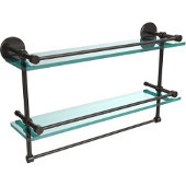  22 Inch Gallery Double Glass Shelf with Towel Bar, Oil Rubbed Bronze