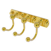  Prestige Skyline Collection 3-Position Multi Hook in Polished Brass, 8'' W x 4'' D x 3-5/16'' H