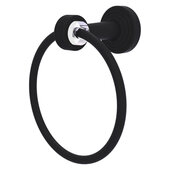  Pacific Beach Collection Towel Ring with Grooved Accents in Matte Black, 6'' Diameter x 4'' D x 7'' H