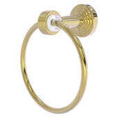  Pacific Beach Collection Towel Ring with Grooved Accents in Unlacquered Brass, 6'' Diameter x 4'' D x 7'' H