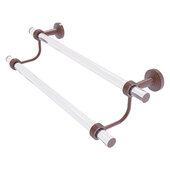  Pacific Beach Collection 18'' Double Towel Bar with Grooved Accents in Antique Copper, 22'' W x 5-5/16'' D x 7-13/16'' H