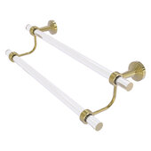  Pacific Beach Collection 18'' Double Towel Bar with Grooved Accents in Unlacquered Brass, 22'' W x 5-5/16'' D x 7-13/16'' H