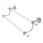  Pacific Beach Collection 18'' Double Towel Bar with Twisted Accents in Satin Nickel, 22'' W x 5-5/16'' D x 7-13/16'' H