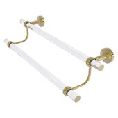  Pacific Beach Collection 18'' Double Towel Bar with Twisted Accents in Unlacquered Brass, 22'' W x 5-5/16'' D x 7-13/16'' H