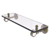  Pacific Grove Collection 16'' Glass Shelf with Smooth Accent in Antique Brass, 16'' W x 5-1/8'' D x 3-3/16'' H