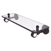  Pacific Grove Collection 16'' Glass Shelf with Smooth Accent in Antique Bronze, 16'' W x 5-1/8'' D x 3-3/16'' H