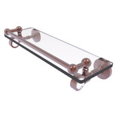  Pacific Grove Collection 16'' Glass Shelf with Gallery Rail with Smooth Accent in Antique Copper, 16'' W x 5-1/2'' D x 3-1/2'' H