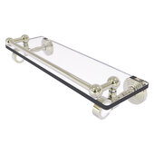  Pacific Grove Collection 16'' Glass Shelf with Gallery Rail with Smooth Accent in Polished Nickel, 16'' W x 5-1/2'' D x 3-1/2'' H