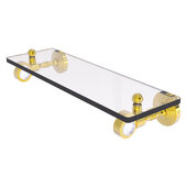  Pacific Grove Collection 16'' Glass Shelf with Smooth Accent in Polished Brass, 16'' W x 5-1/8'' D x 3-3/16'' H