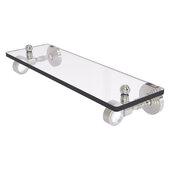  Pacific Grove Collection 16'' Glass Shelf with Smooth Accent in Satin Nickel, 16'' W x 5-1/8'' D x 3-3/16'' H